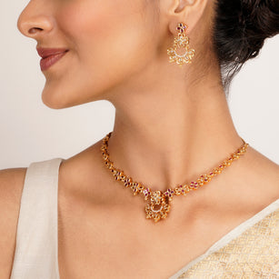 22k Gold Plated Kanaka Tiya Necklace Set