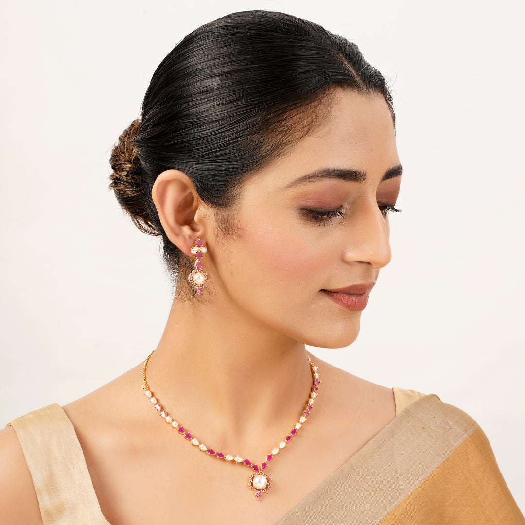 22k Gold Plated Gulnaar Mohini Necklace Set