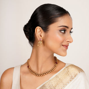 22k Gold Plated Kanaka Trisha Necklace Set