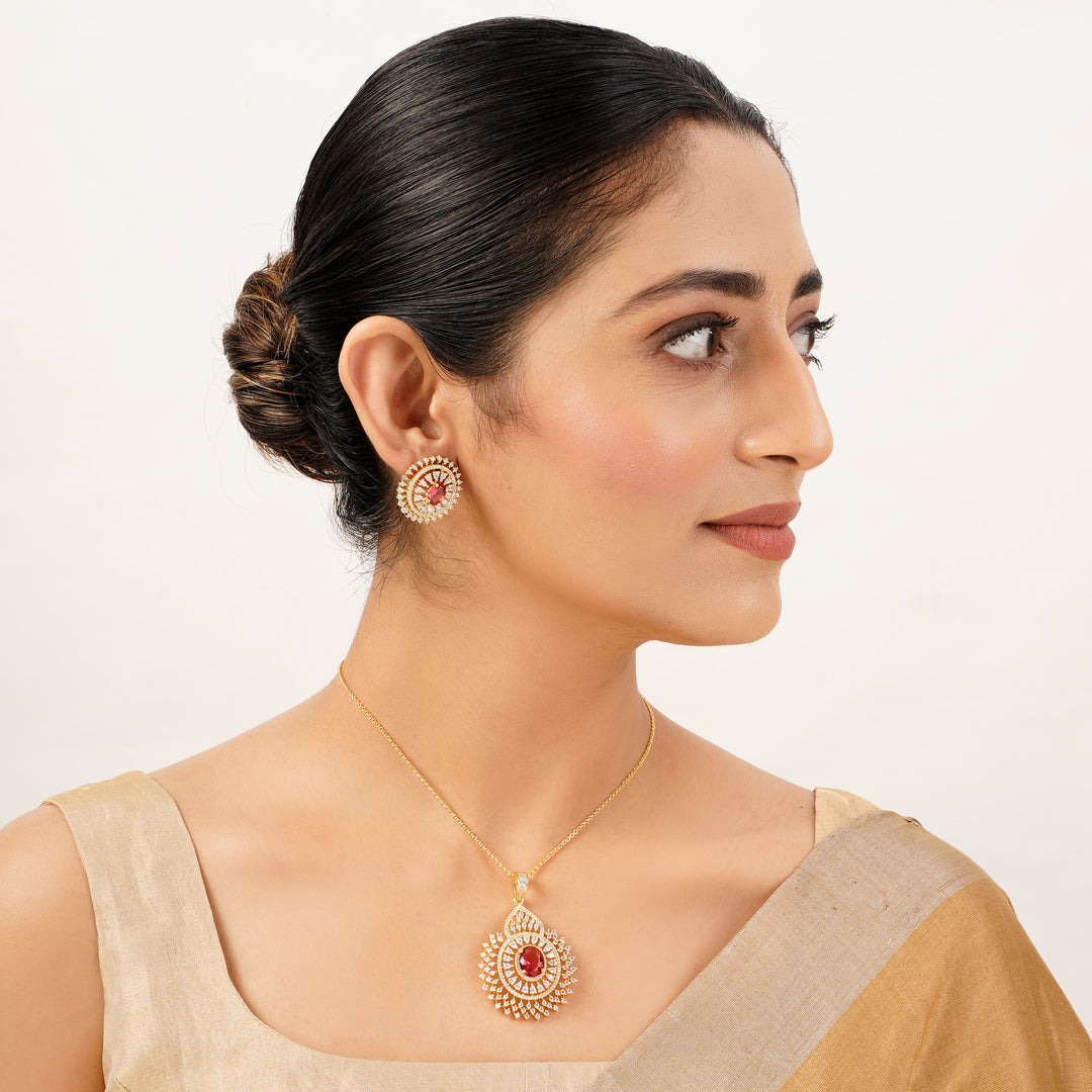 22k Gold Plated Gulnaar Tara Pendant Set