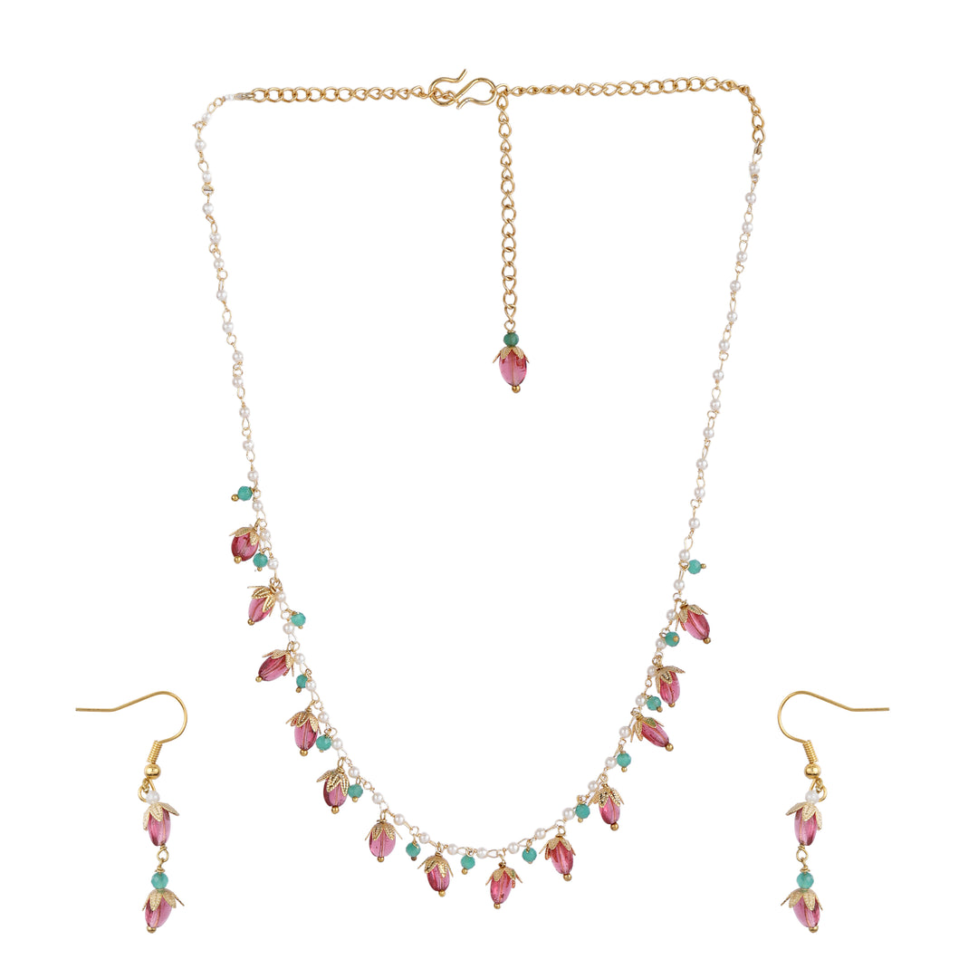22k Gold Plated Gulabi Bhavika Necklace Set