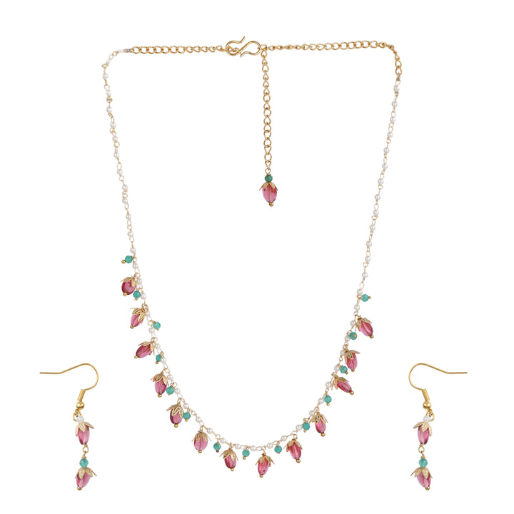 22k Gold Plated Gulabi Bhavika Necklace Set