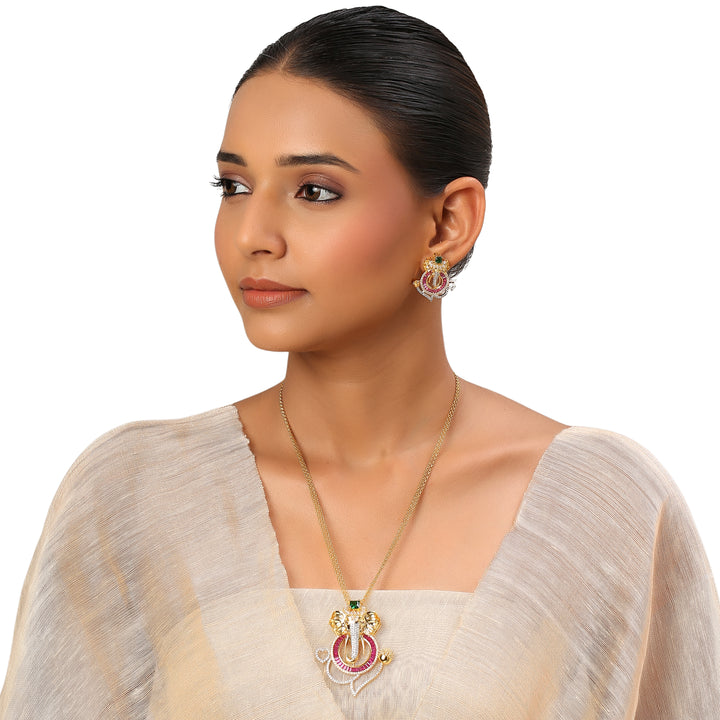 22k Gold Plated Sundari Abhaya Pendant Set