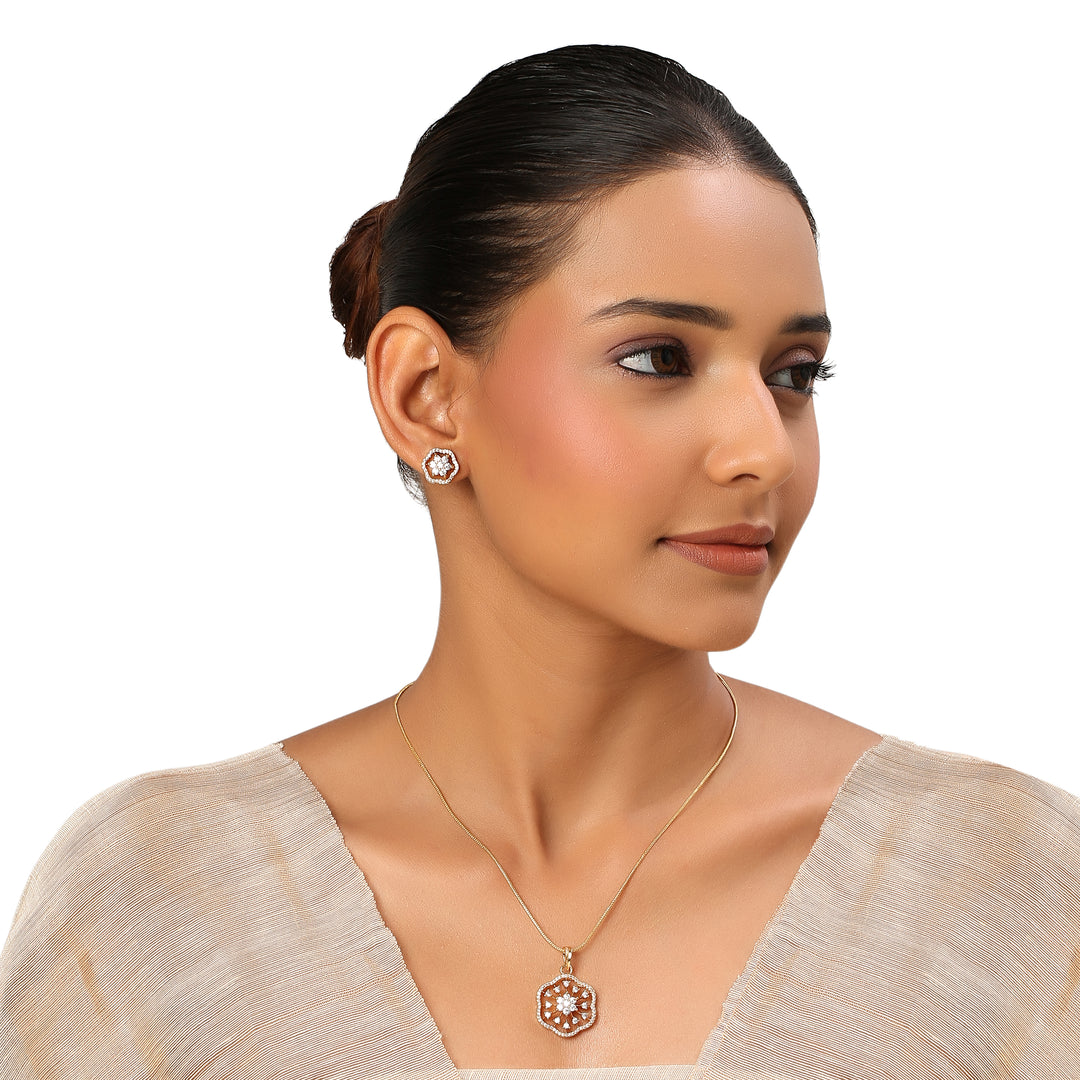 22k Gold Plated Sundari Ahalya Pendant Set