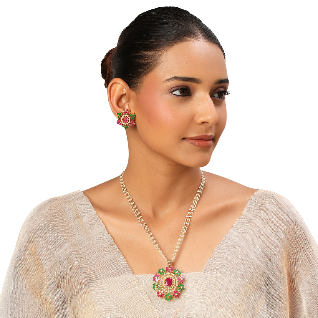 22k Gold Plated Sundari Amrapali Pendant Set