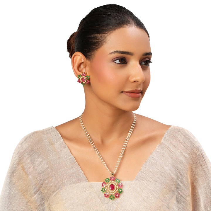 22k Gold Plated Sundari Amrapali Pendant Set
