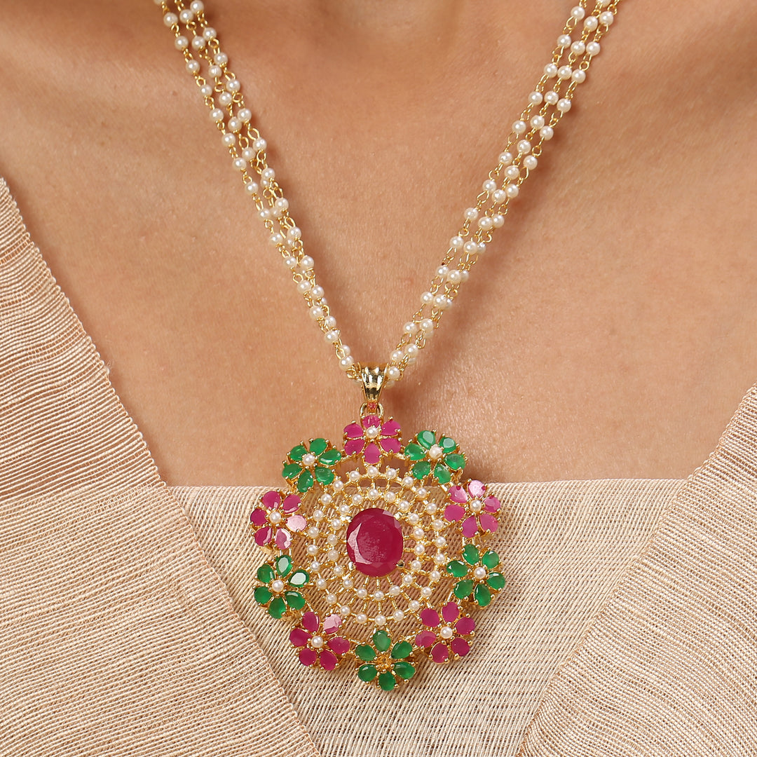 22k Gold Plated Sundari Amrapali Pendant Set