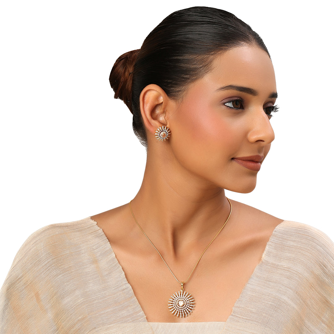 22k Gold Plated Sundari Anuragini Pendant Set