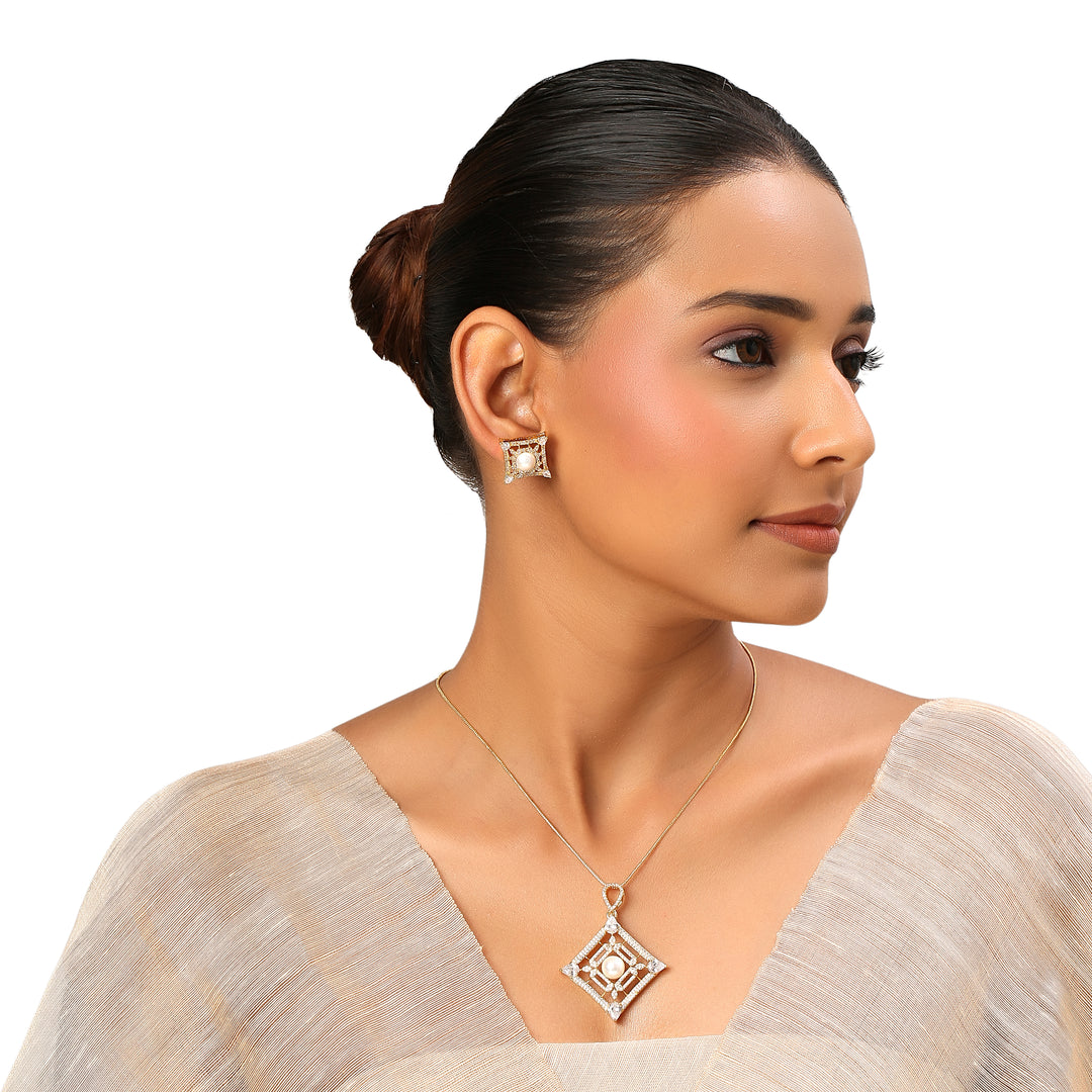 22k Gold Plated Sundari Brahmi Pendant Set