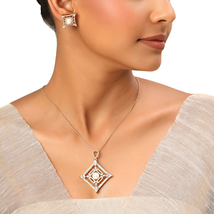22k Gold Plated Sundari Brahmi Pendant Set