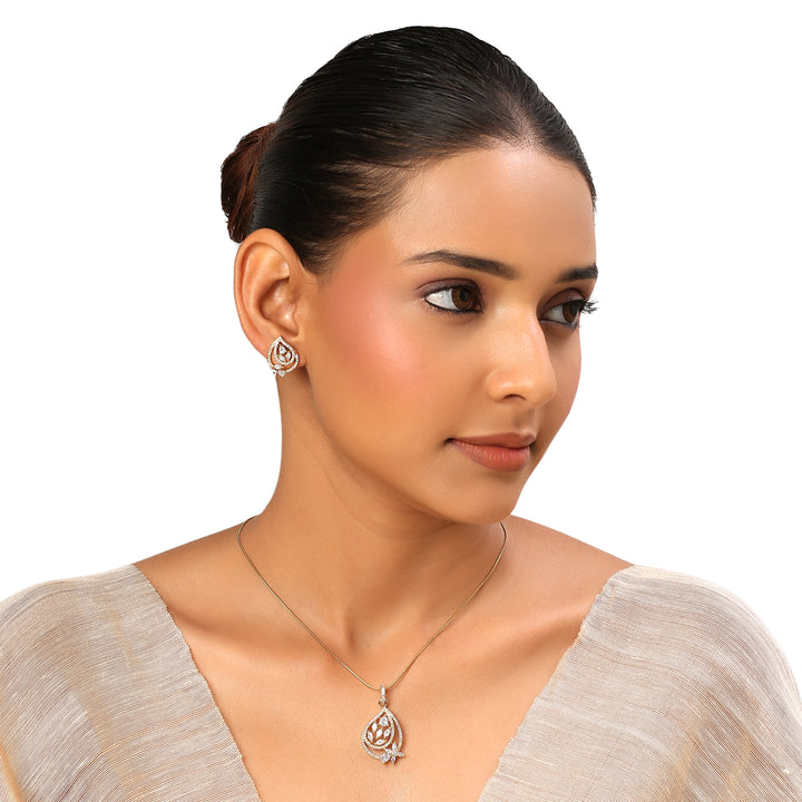 22k Gold Plated Sundari Kadambari Pendant Set