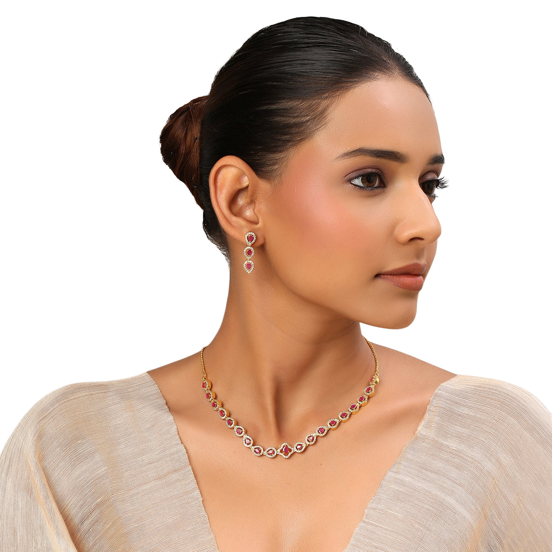 22k Gold Plated Sundari Lakshita Necklace Set