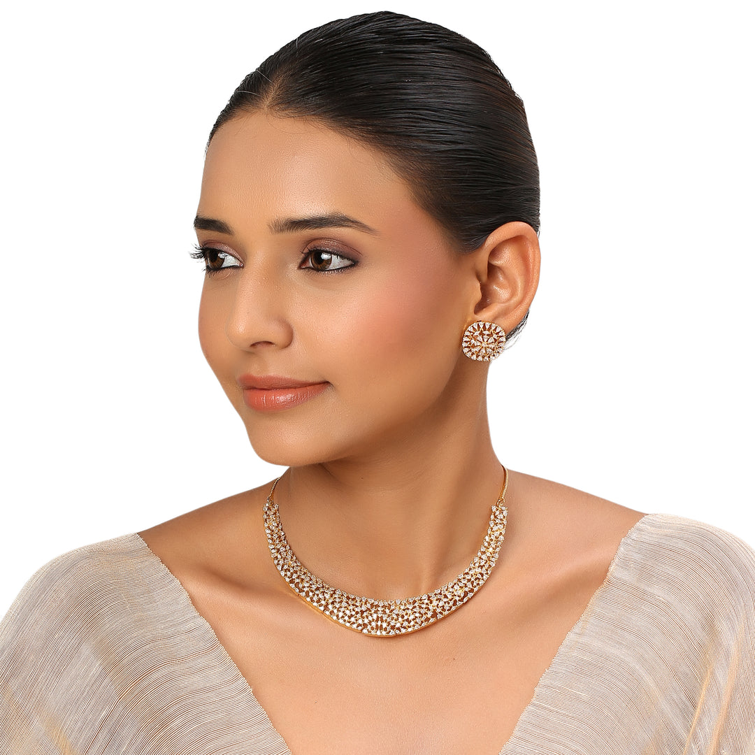 22k Gold Plated Sundari Padma Necklace Set