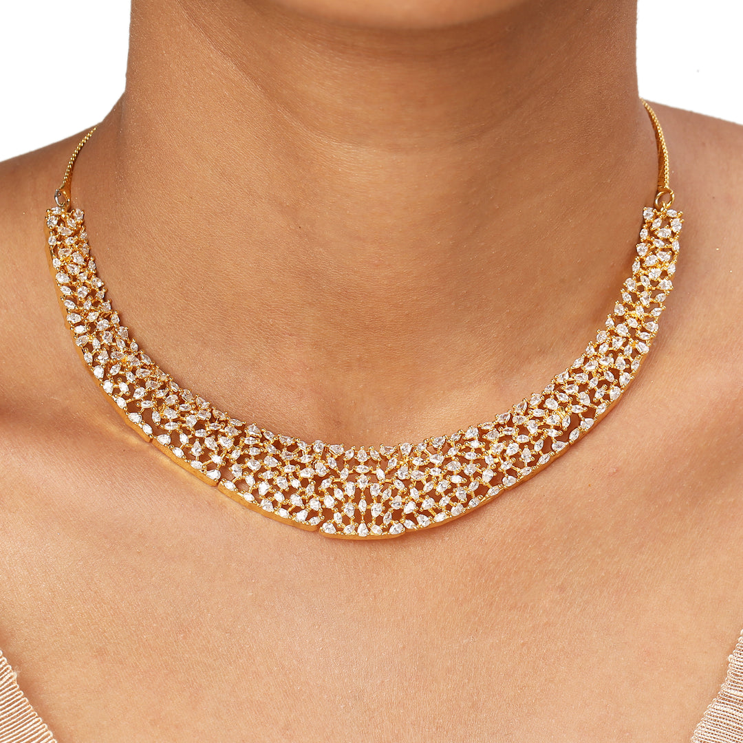 22k Gold Plated Sundari Padma Necklace Set