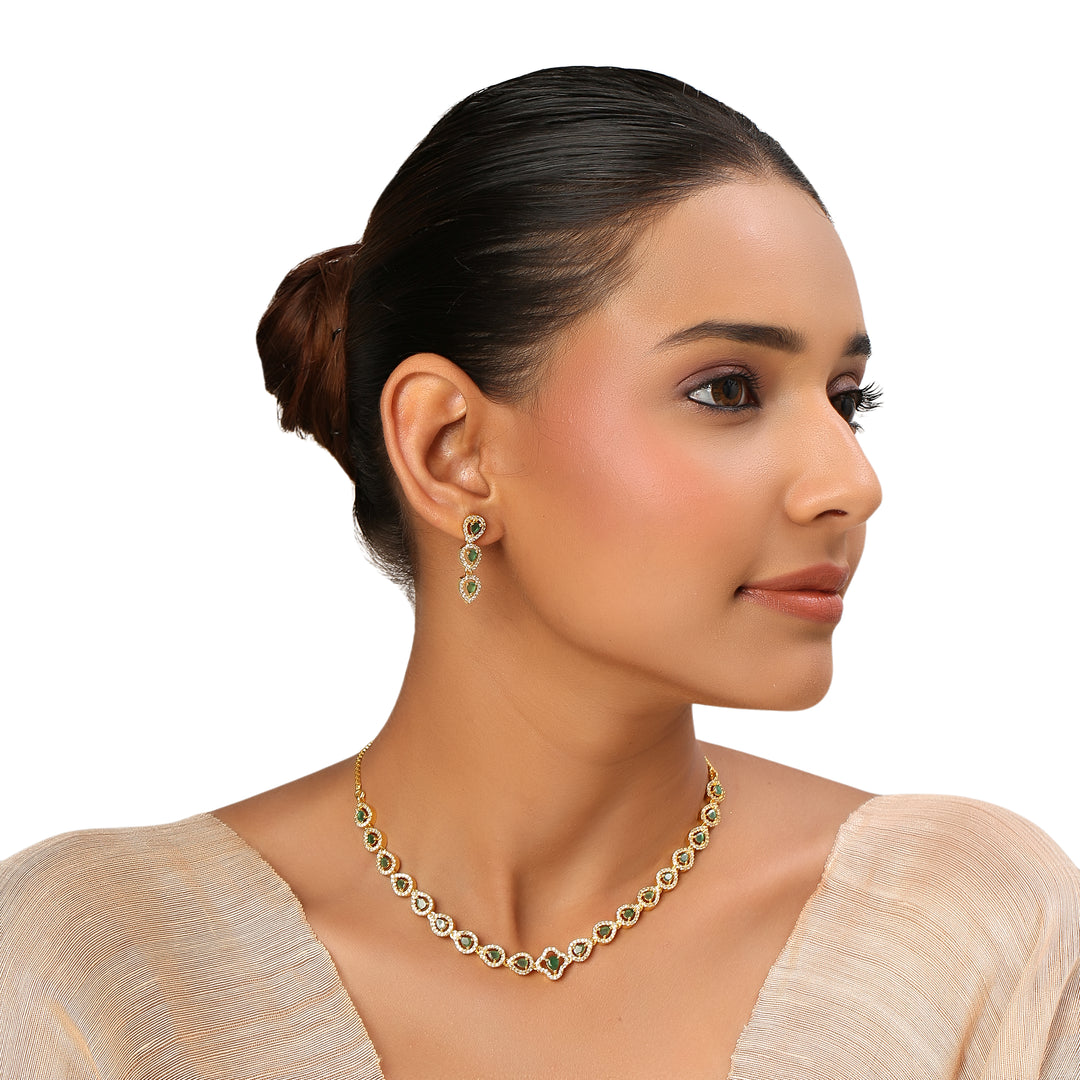 22k Gold Plated Sundari Padmika Necklace Set