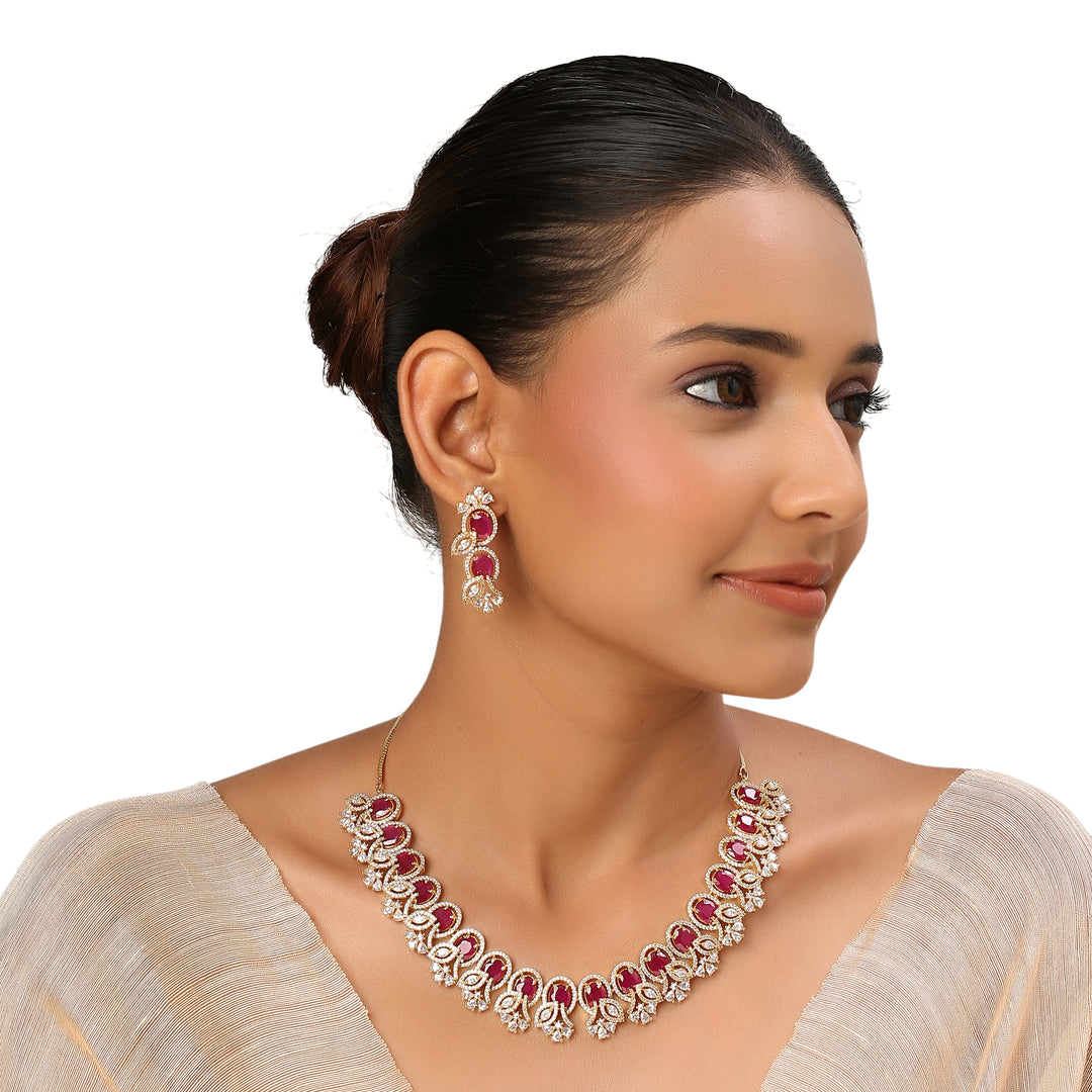 22k Gold Plated Sundari Parijata Necklace Set