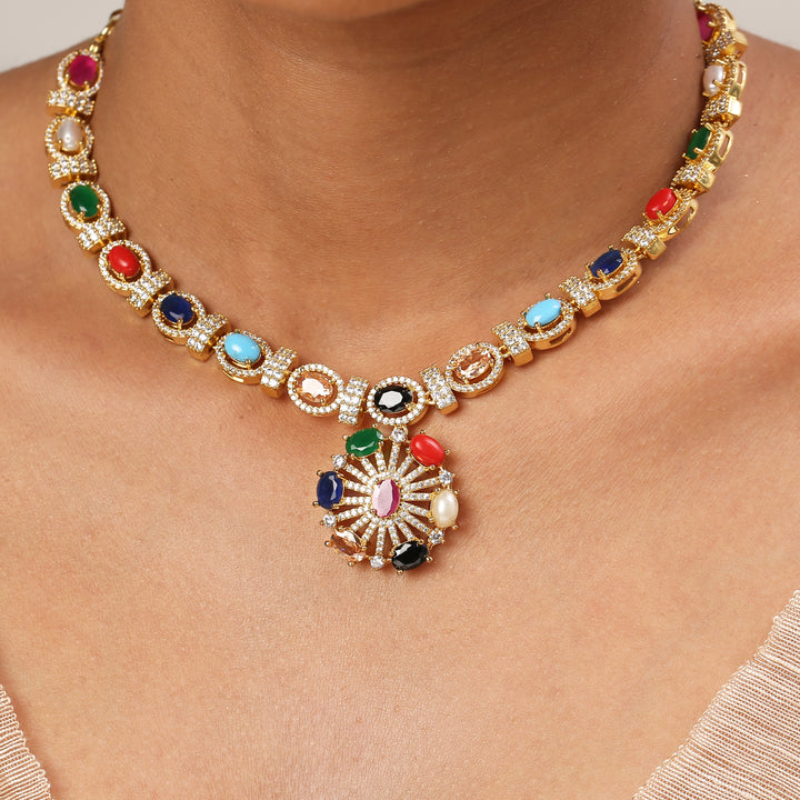 22k Gold Plated Sundari Shalini Necklace Set