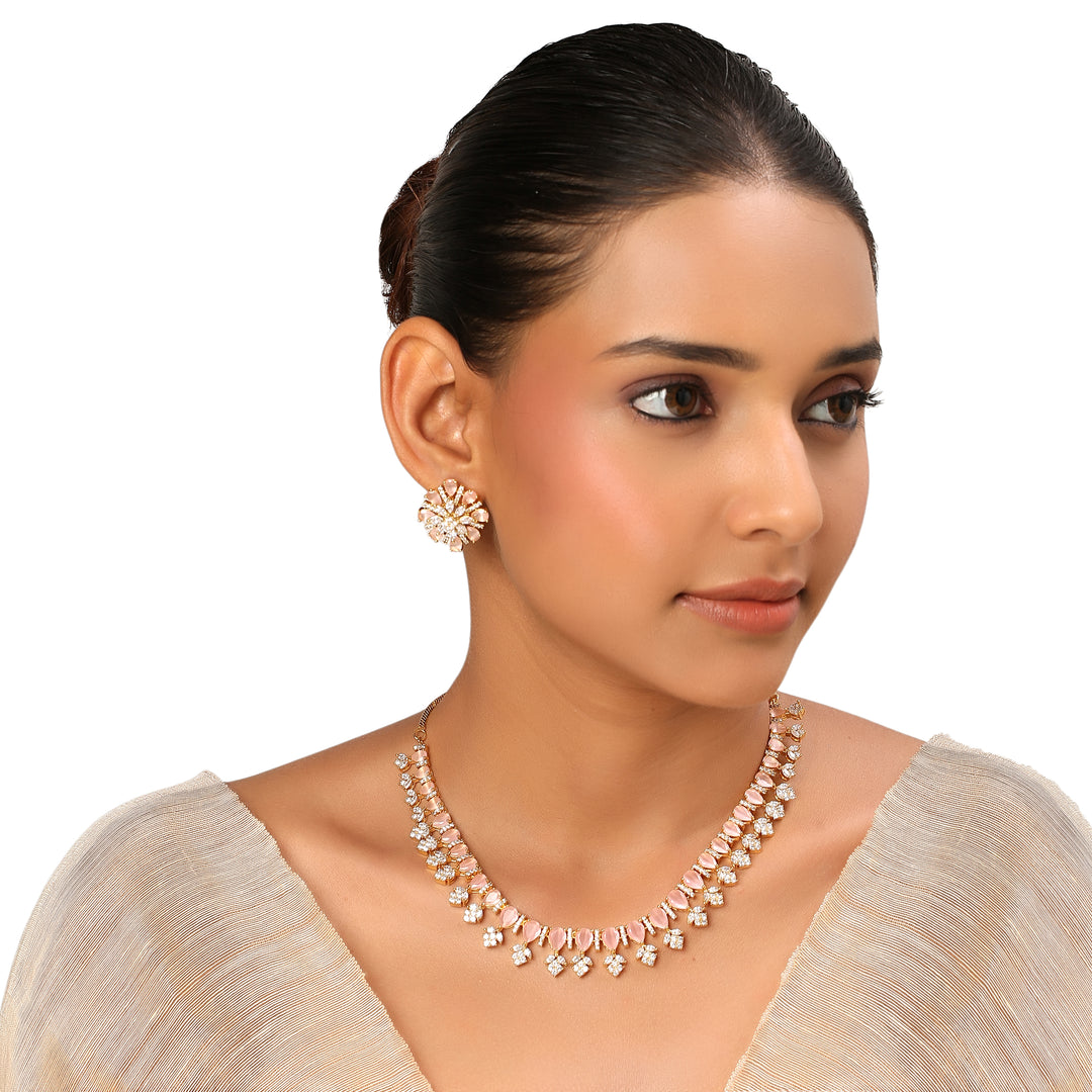 22k Gold Plated Sundari Tribhanga Necklace Set