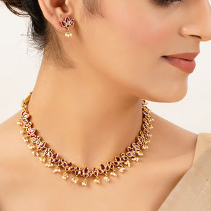 22k Gold Plated Sunheri Meher Necklace Set