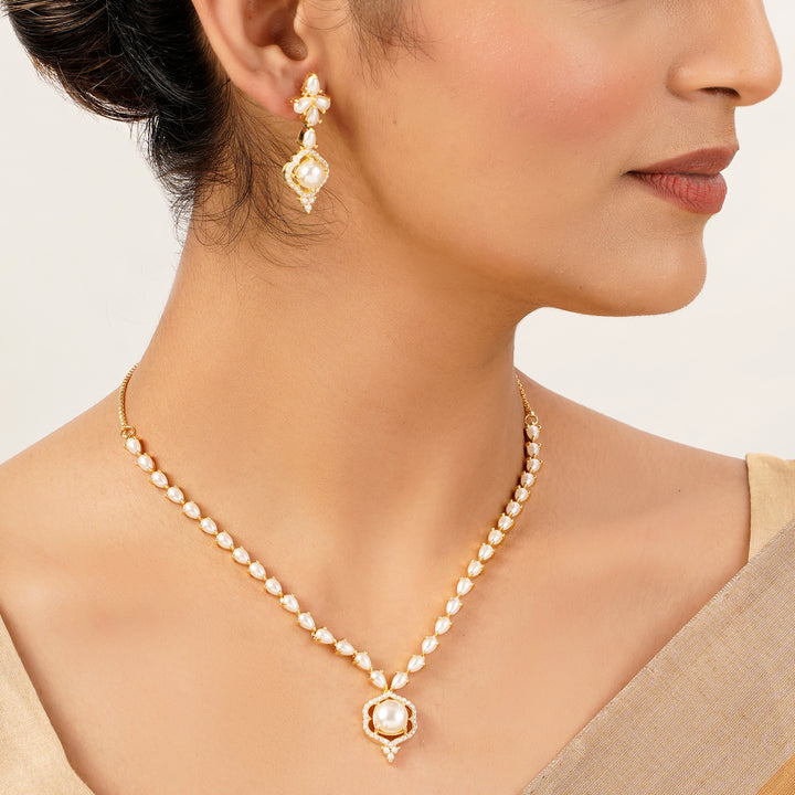 22k Gold Plated Gulnaar Pallav Necklace Set