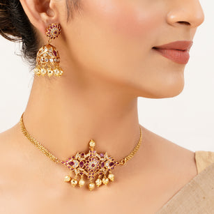 22k Gold Plated Sunheri Noor Necklace Set