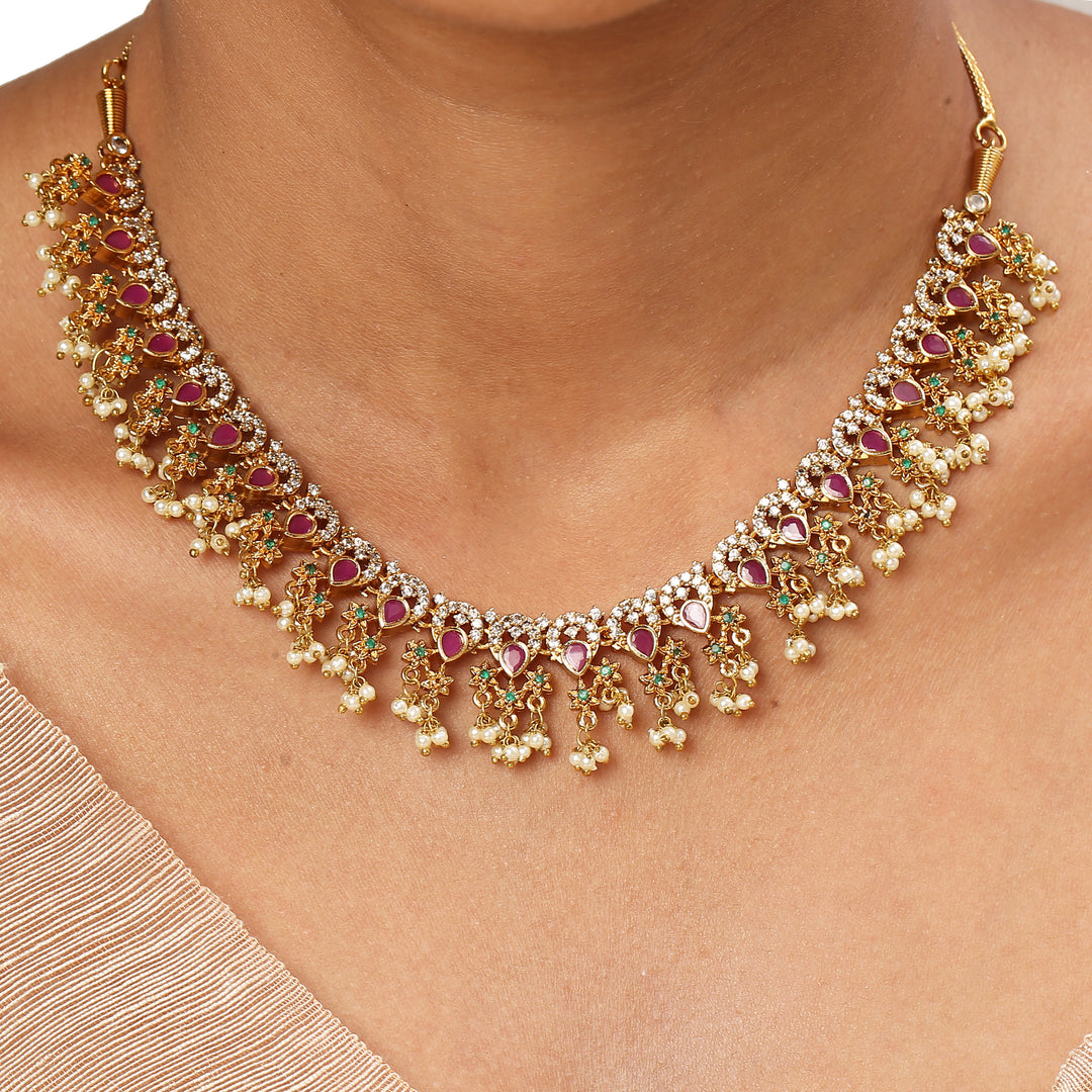 22k Gold Plated Kanchan Kamya Necklace Set