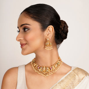 22k Gold Plated Kanaka Saanvi Necklace Set