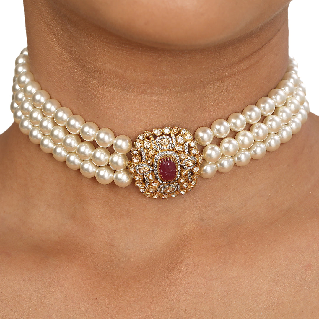 22k Gold Plated Sampada Hemakshi Choker set