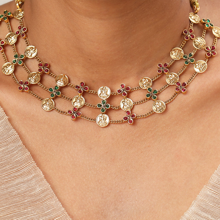 22k Gold Plated Kanchan Kasturi Necklace Set