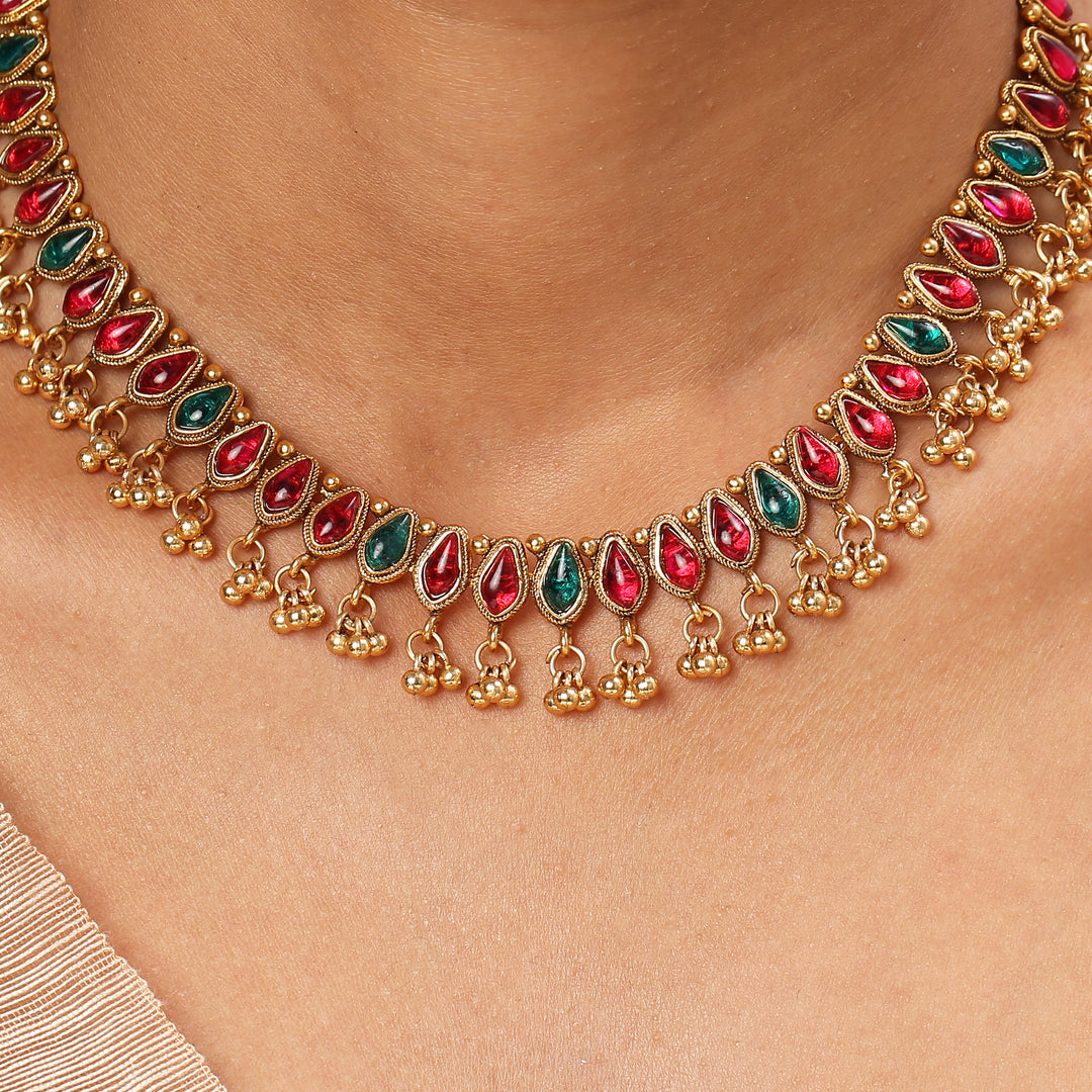 22k Gold Plated Kanchan Kundanika Necklace Set