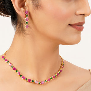 22k Gold Plated Gulnaar Rang Necklace Set