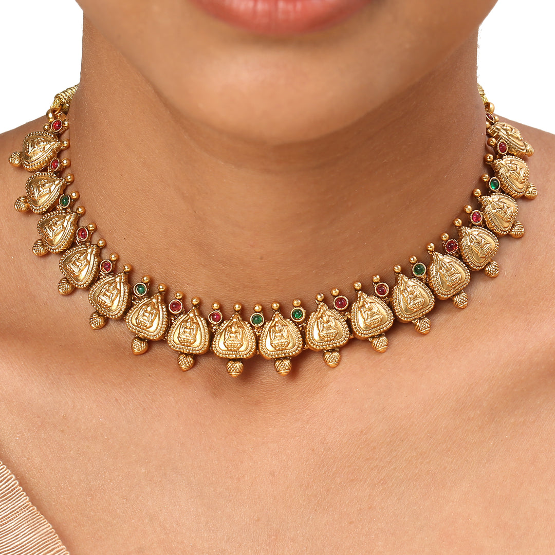 22k Gold Plated Kanchan Mahadevi Necklace Set