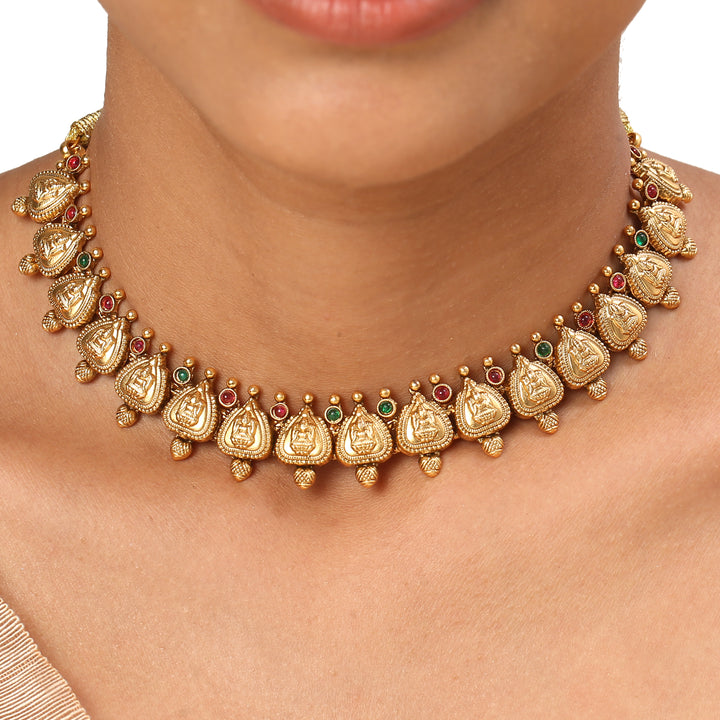 22k Gold Plated Kanchan Mahadevi Necklace Set