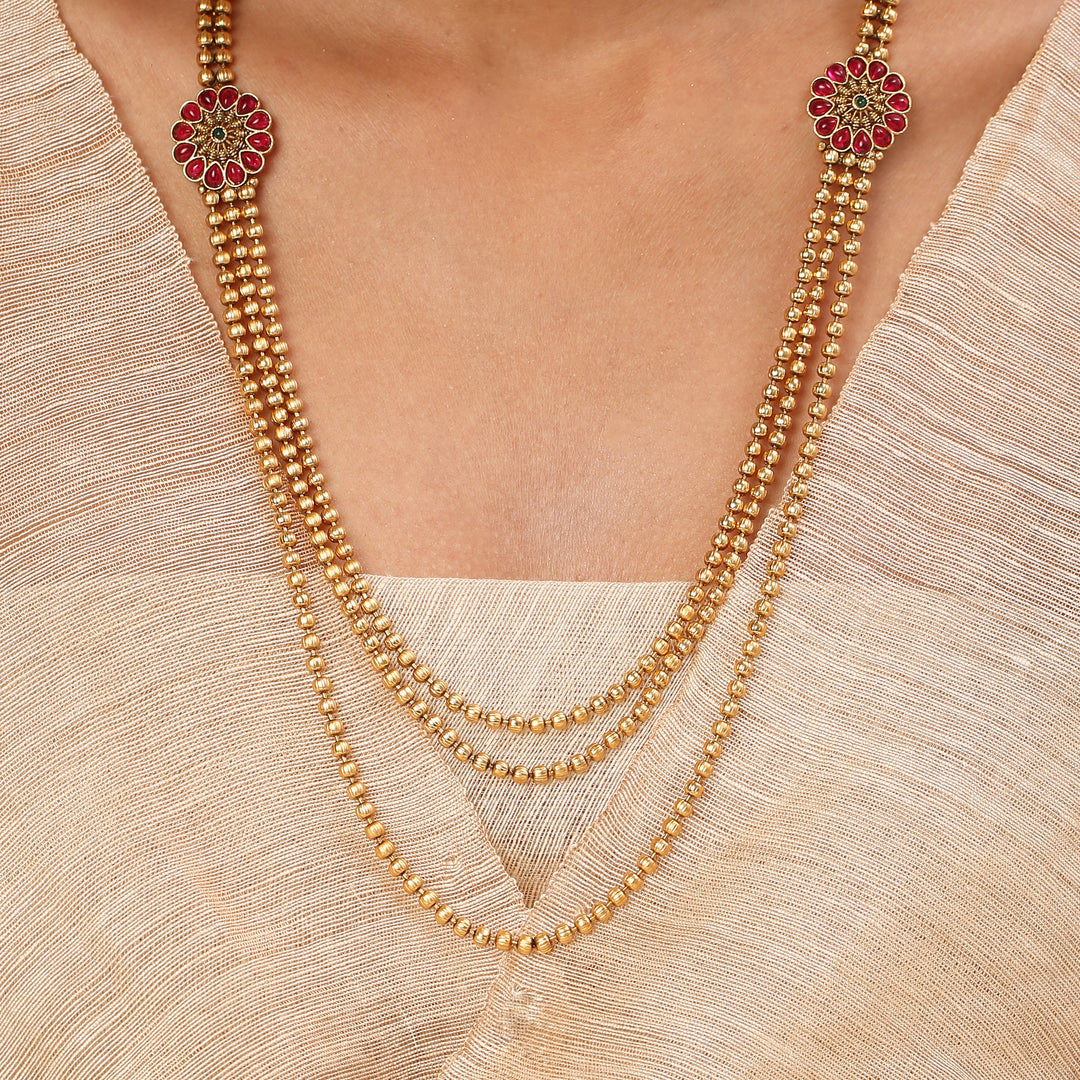 22k Gold Plated Kanchan Navaratna Necklace Set