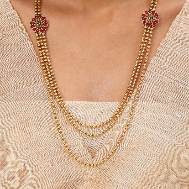 22k Gold Plated Kanchan Navaratna Necklace Set