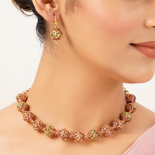 22k Gold Plated Sunheri Gulnaar Necklace Set