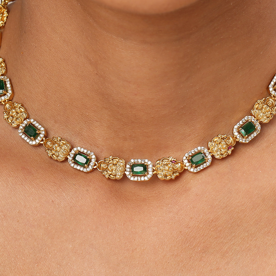 22k Gold Plated Kanchan Rohini Necklace Set
