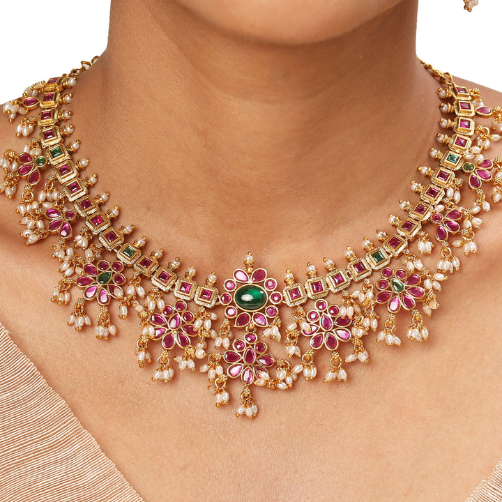 22k Gold Plated Kanchan Satyavati Necklace Set
