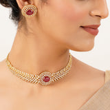 22k Gold Plated Gulnaar Ratan Necklace Set