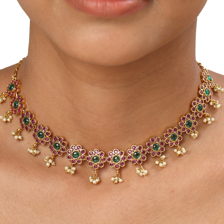 22k Gold Plated Kanchan Uma Necklace Set