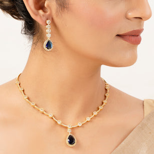 22k Gold Plated Gulnaar Neelam Necklace Set
