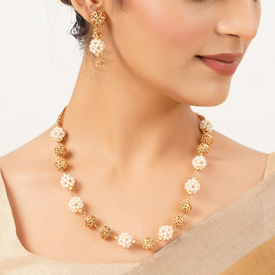22k Gold Plated Sunheri Kamal Necklace Set