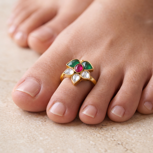 22k Gold Plated Noorja Rangoli Toe Ring