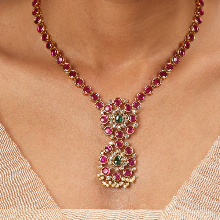 22k Gold Plated Kanchan Chandana Necklace Set