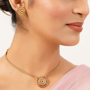 22k Gold Plated Sunheri Jyoti Necklace Set