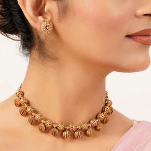22k Gold Plated Sunheri Madhavi Necklace Set
