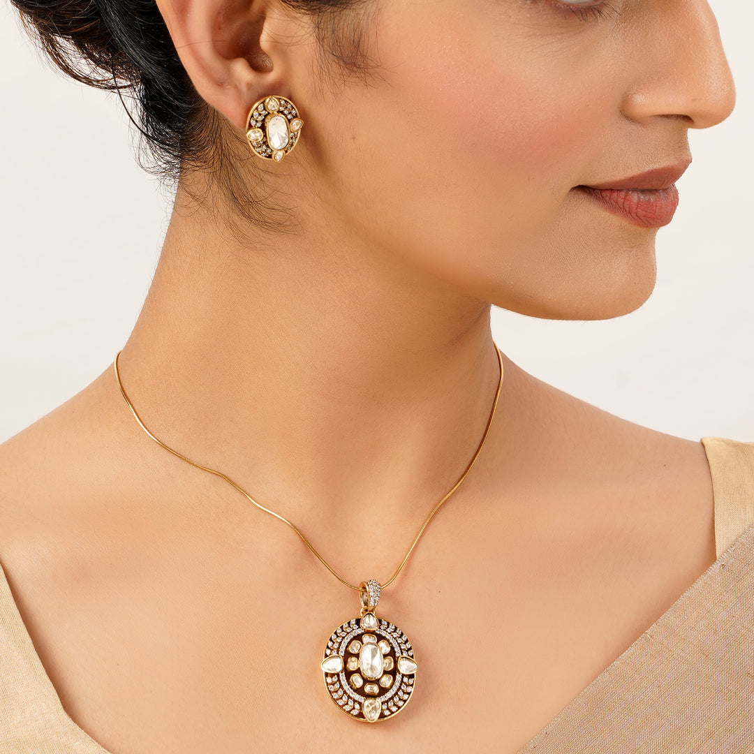 22k Gold Plated Gulnaar Ratna Pendant Set