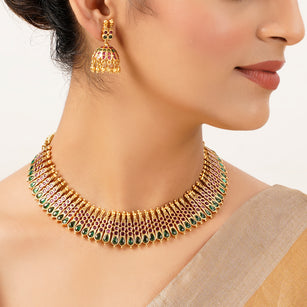22k Gold Plated Sunheri Kanika Necklace Set