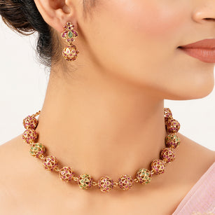 22k Gold Plated Sunheri Vasundhara Necklace Set