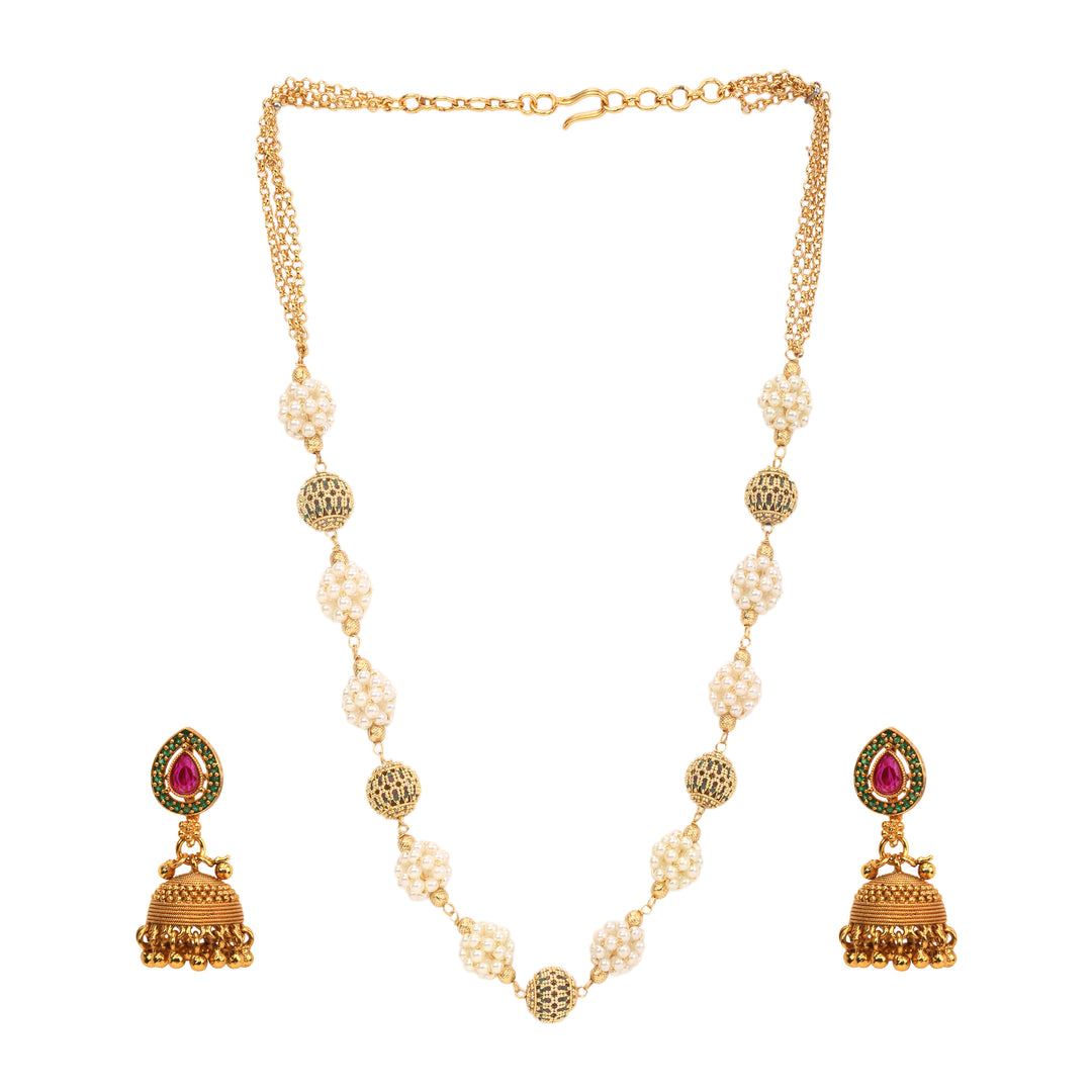 22k Gold Plated Sunheri Pushpa Necklace Set